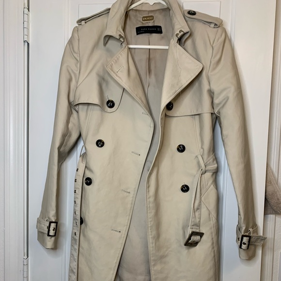 Zara Jackets & Coats Zara Double Breasted Trench Coat Beige Womens Medium Worn Lining Poshmark